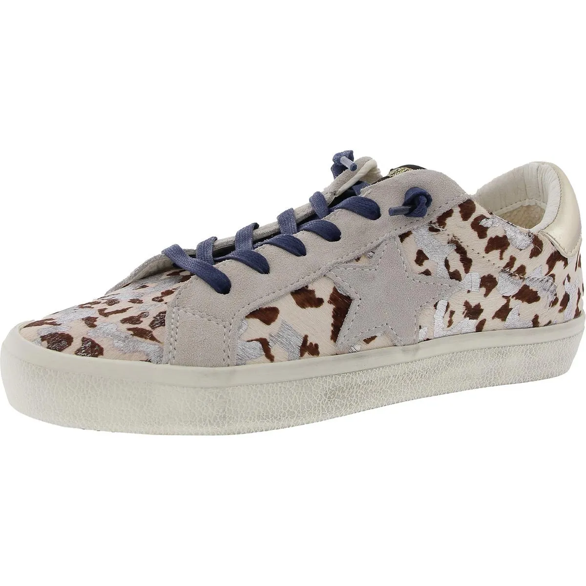 Womens Distressed Calf Hair Casual And Fashion Sneakers
