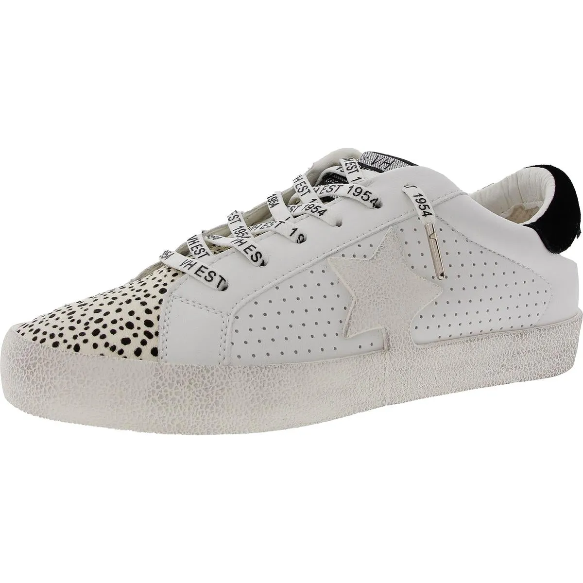 Womens Distressed Calf Hair Casual And Fashion Sneakers