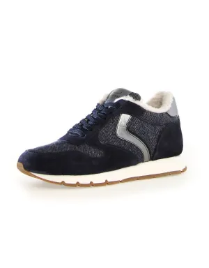 Women's Julia Fur Suede Felt Sneakers In Denim Blue