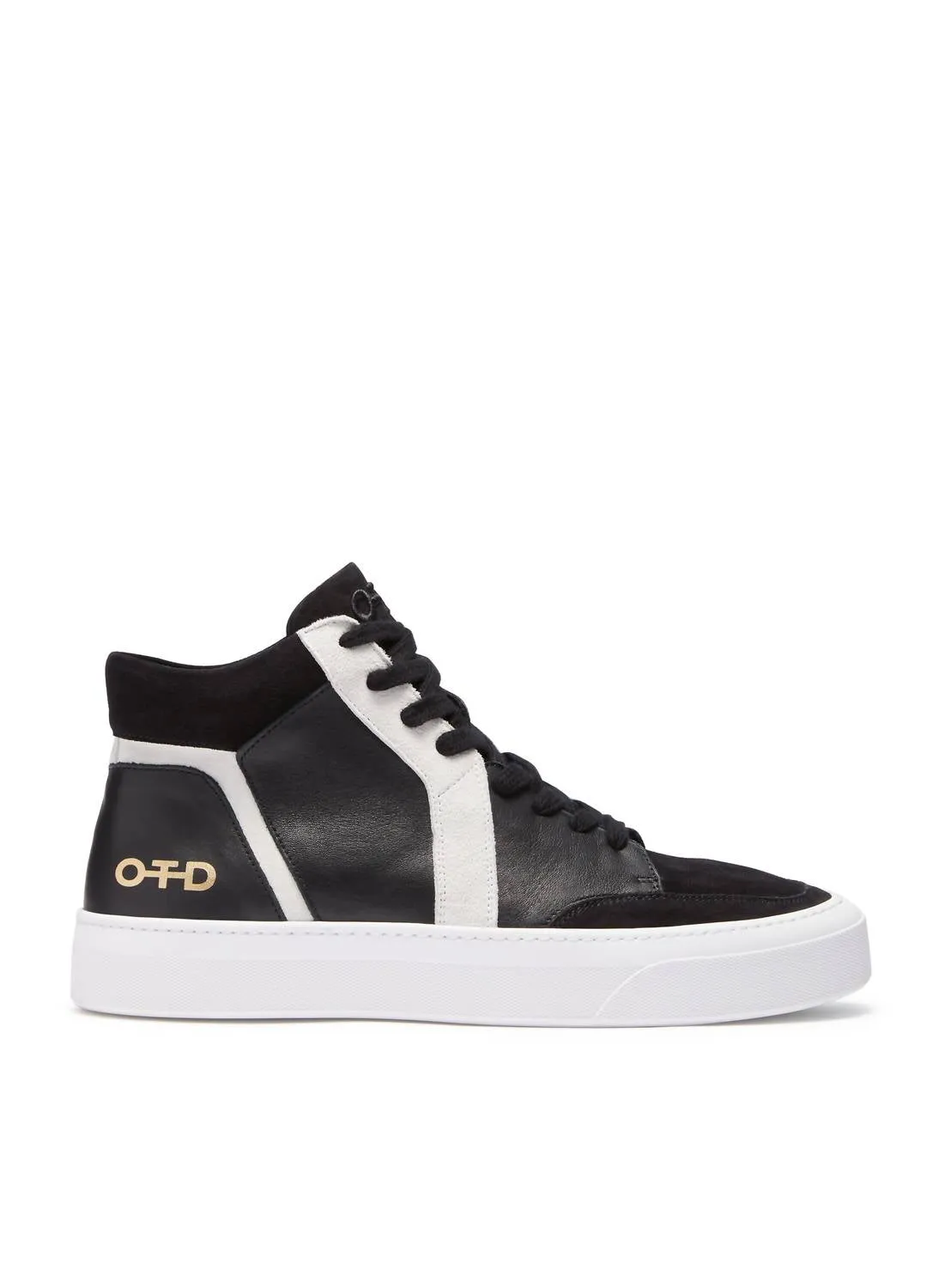 Women's Leather Mid Top Sneaker In Black