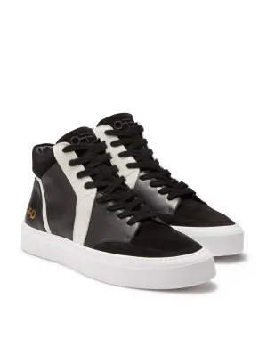 Women's Leather Mid Top Sneaker In Black
