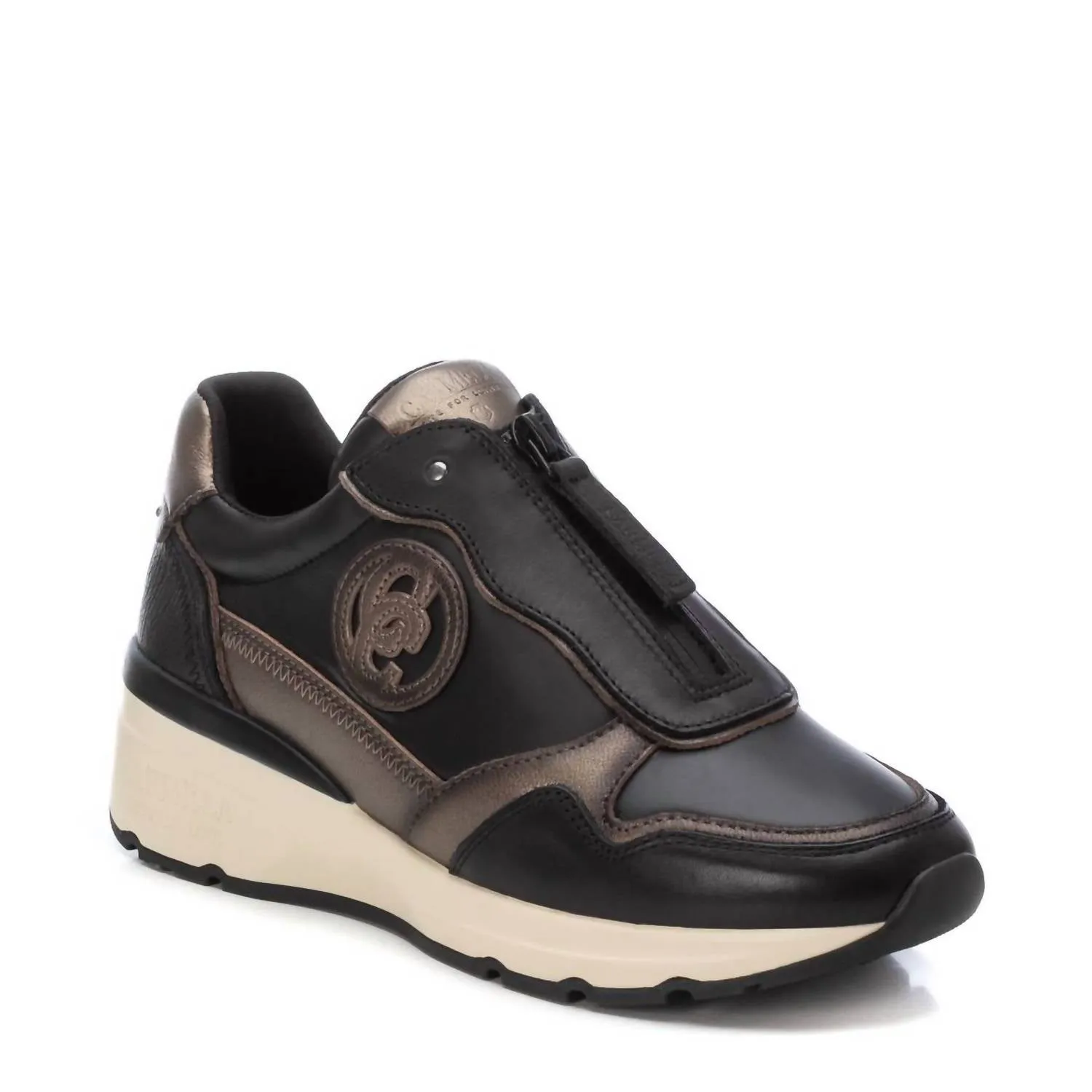 Women's Leather Sneakers In Black