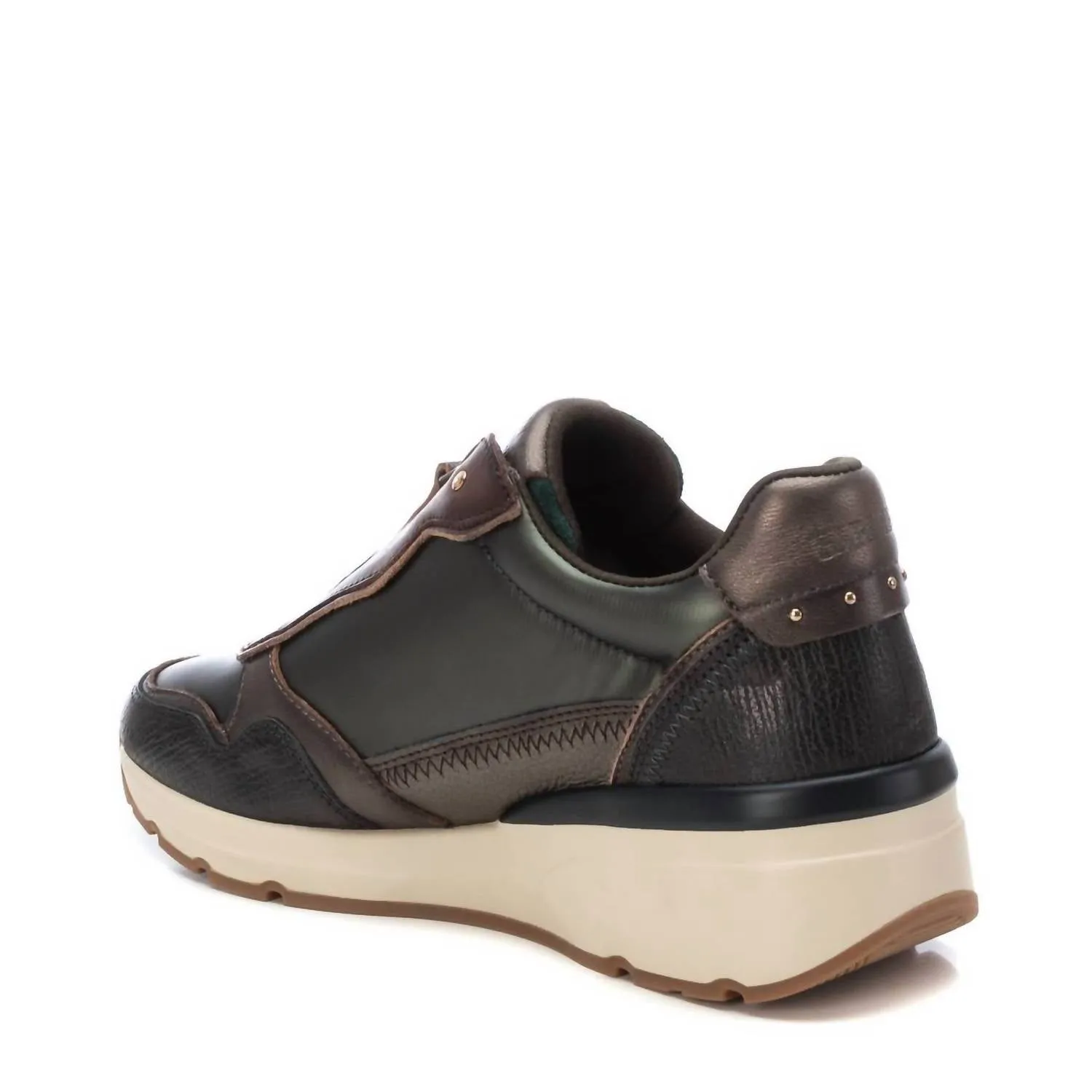 Women's Leather Sneakers In Kakhi