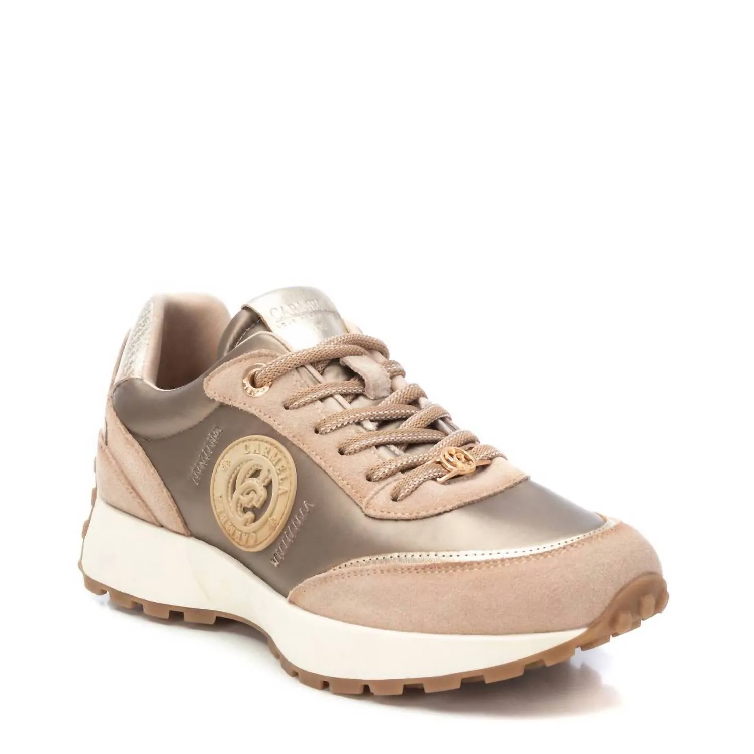 Women's Leather Trainer Sneakers In Beige