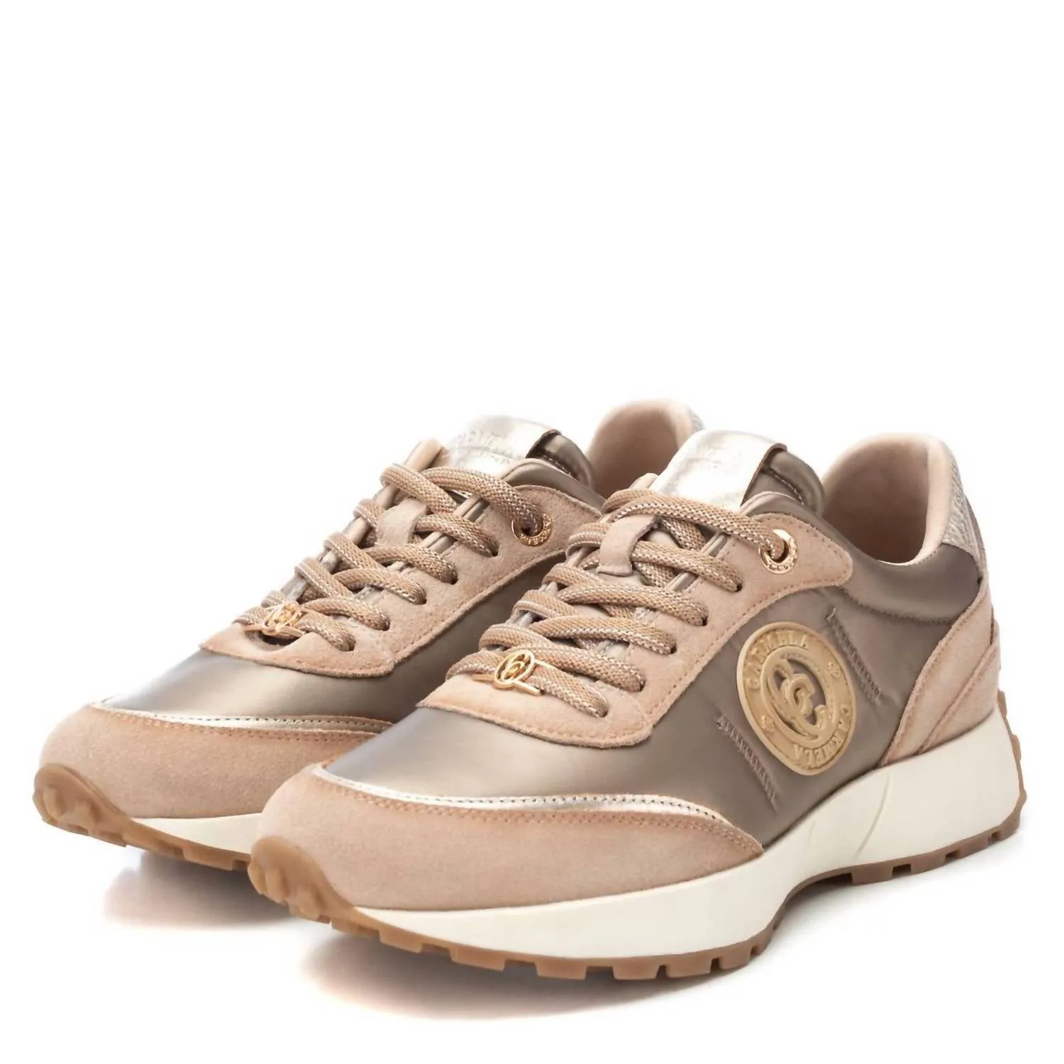 Women's Leather Trainer Sneakers In Beige