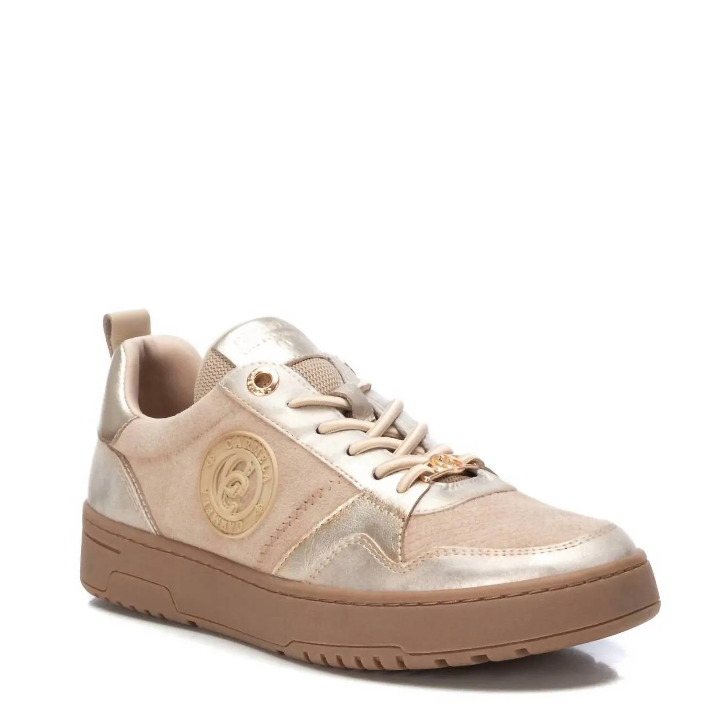 Women's Leather Trainers Sneakers In Beige
