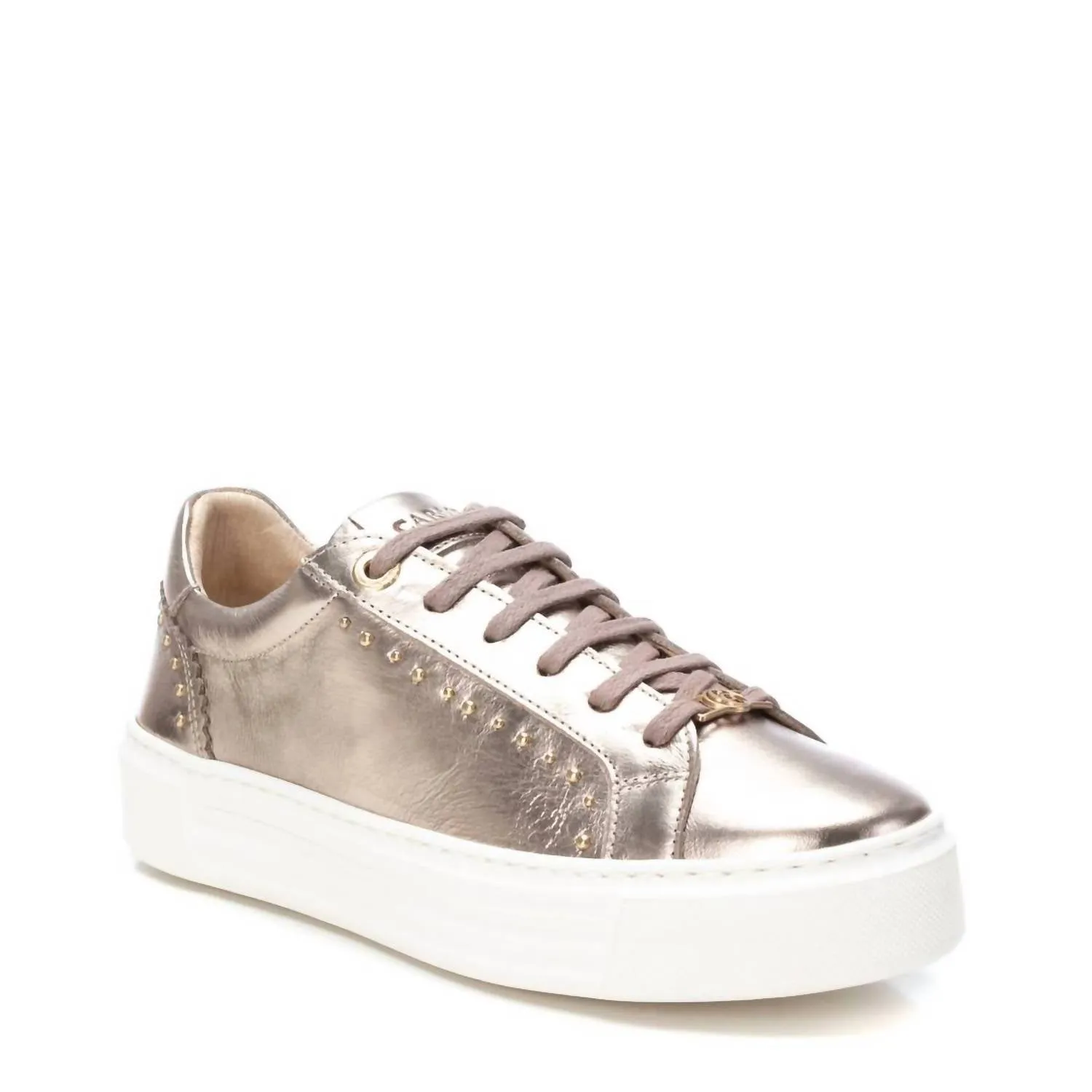 Women's Leather Trainers Sneakers In Gold