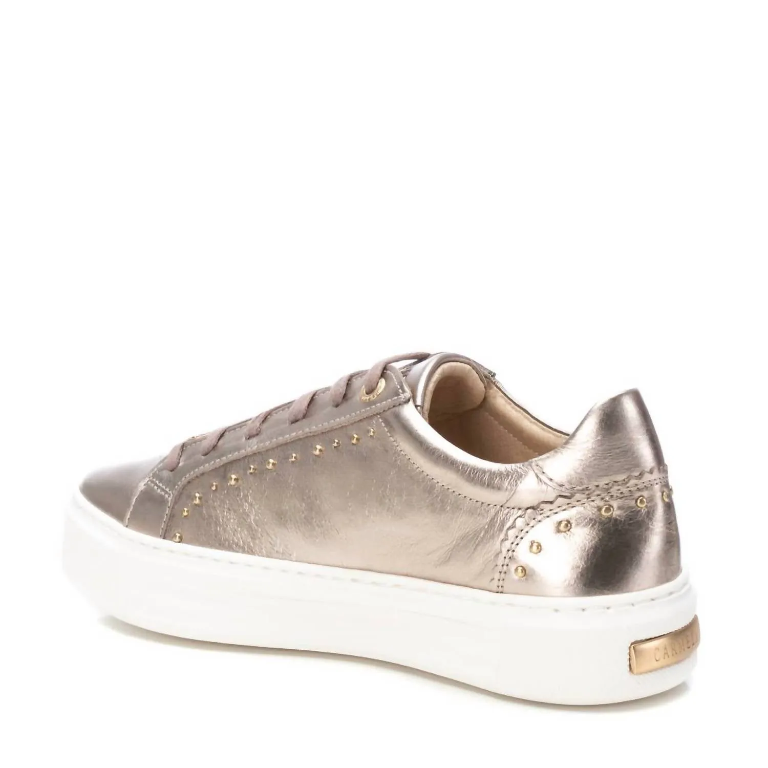 Women's Leather Trainers Sneakers In Gold