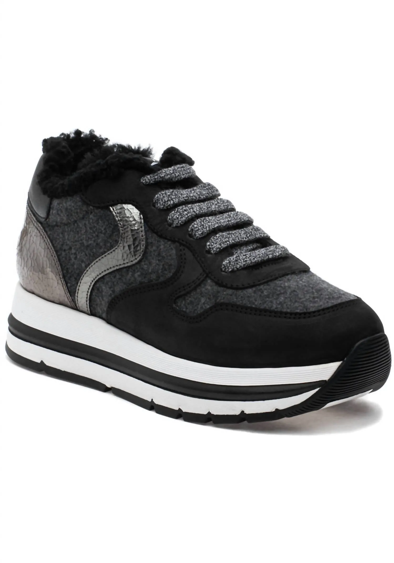 Women's Maran Shearling Low Top Sneakers In Nero-Grigio