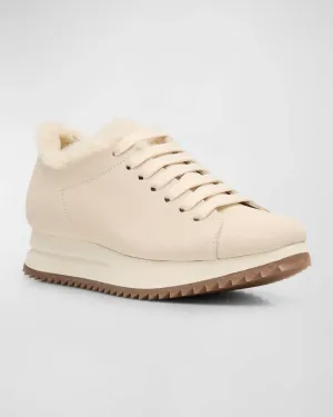 Women's Orinda Shearling Suede Sneakers In Basmati